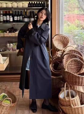 IN.CHOOSE U 韩版高品质简约风拼接翻领长款风衣外套 89722