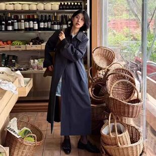 IN.CHOOSE U 韩版高品质简约风拼接翻领长款风衣外套 89722