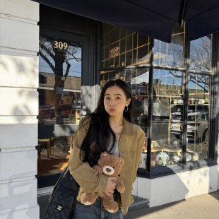 IN.CHOOSE U笑笑家 秋上新高级定制柳钉元素麂皮绒夹克外套 89881