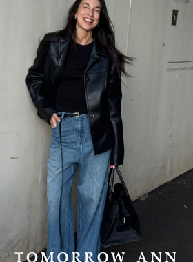 TOMORROW ANN 韩版百搭时尚松弛宽松阔腿休闲牛仔裤(配腰带)11081