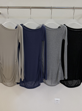 IN.CHOOSE 秋上新百搭款简约小心机斜肩修身上衣打底衫小衫 85708