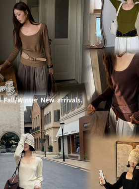 YOOMINI  2025初秋上新极简百搭气质修身针织衫上衣 Y17165-SH