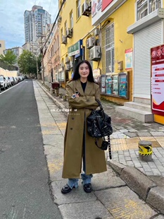 IN choose u 笑笑家秋季新款韩版气质长款西装皮大衣风衣外套