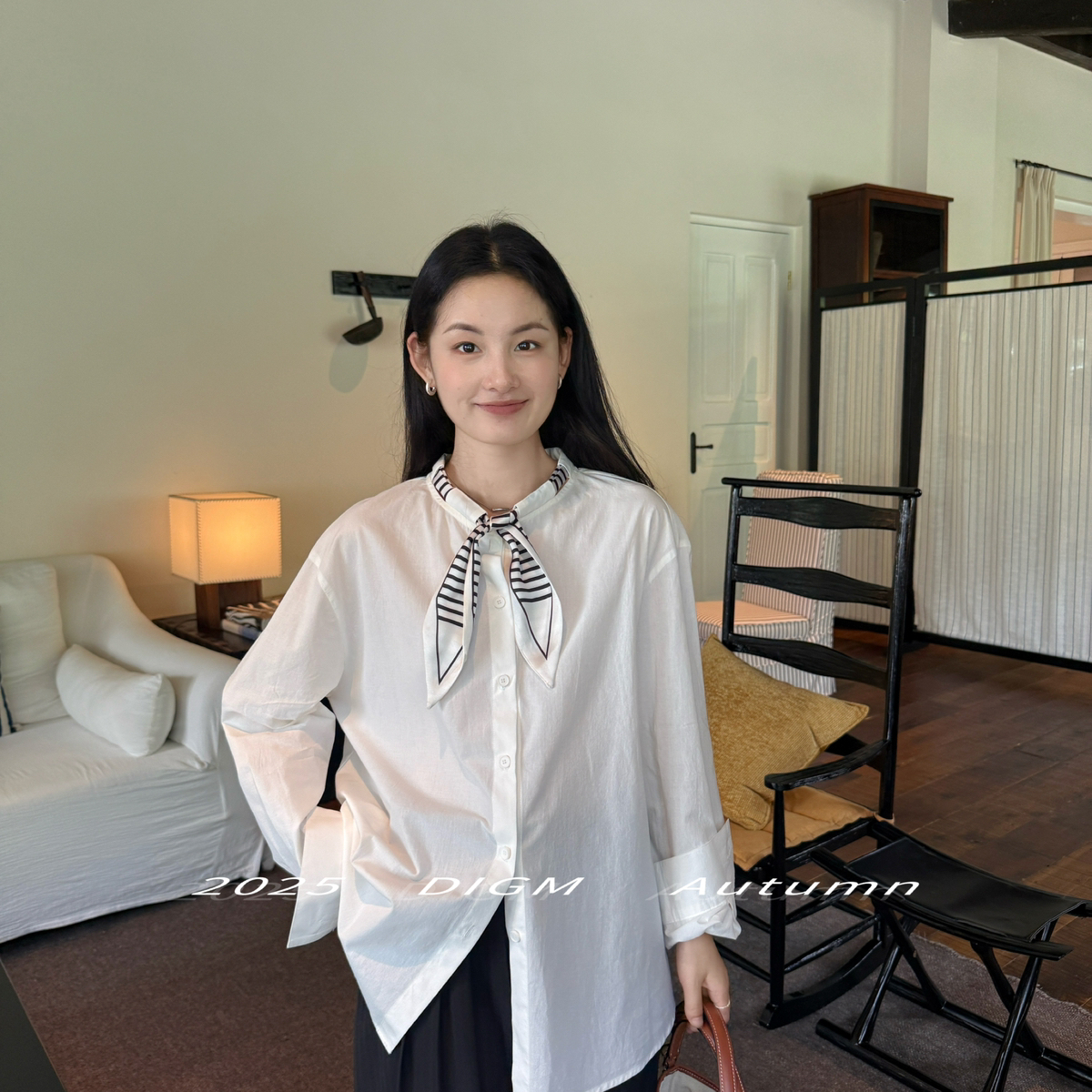 DIGM韩国时尚百搭宽松衬衫T恤