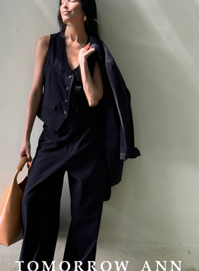 TOMORROW ANN 秋上新韩版简约百搭时尚阔腿休闲牛仔裤 11771