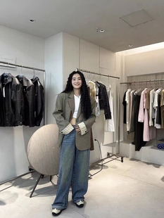 INCHOOSEU笑笑家韩版设计感小众拼接格纹宽松廓形西装外套87222