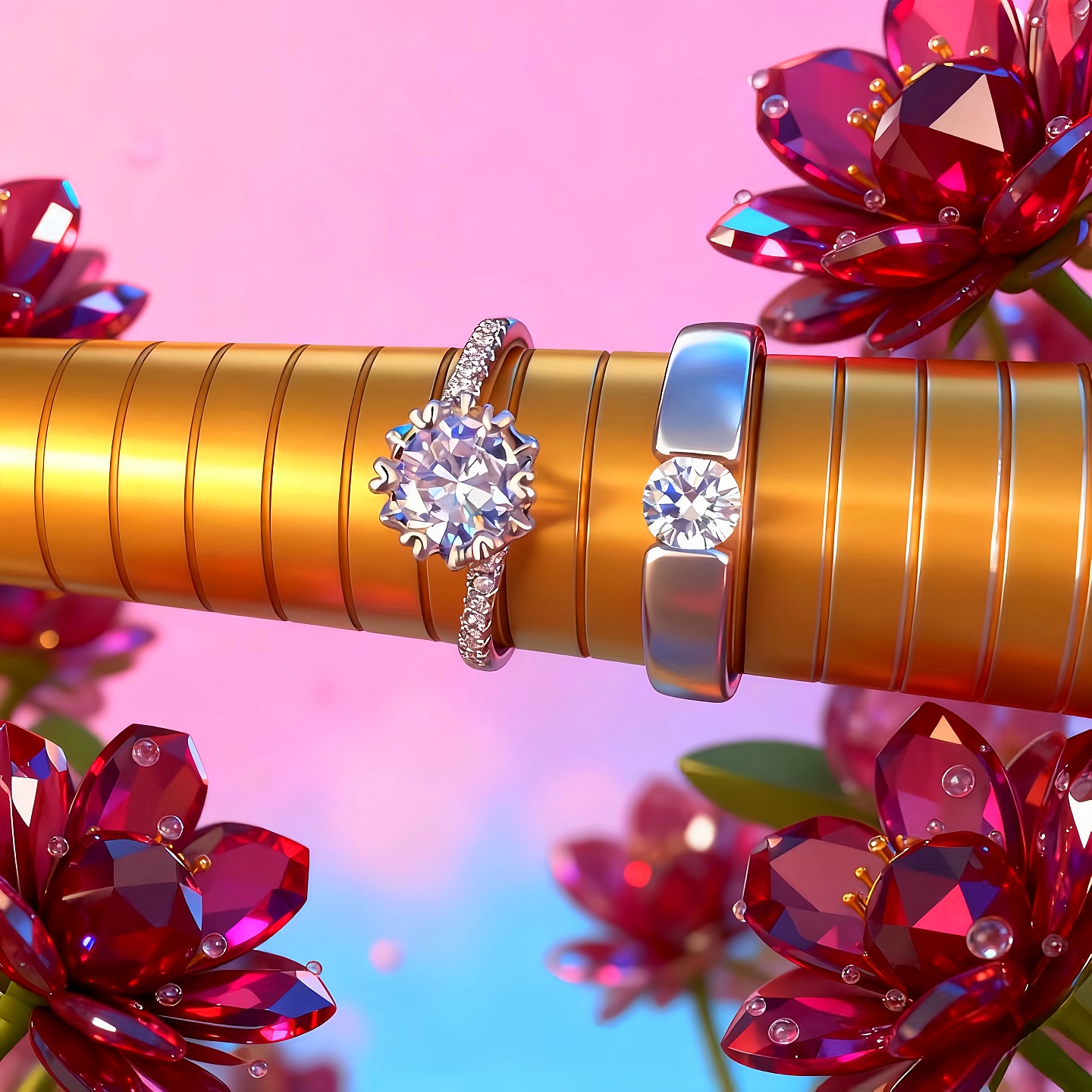 日韩扭臂开口婚礼仪式结婚戒指