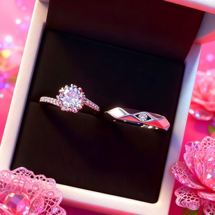 婚礼对戒指结婚仿真一对活口指环专用假钻戒订婚首饰领证拍照道具