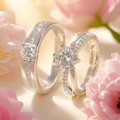 仿真对戒结婚一对婚礼现场情侣戒指男女假钻戒婚庆求婚戒超大活口