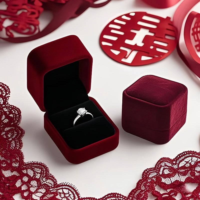 丝绒布首饰盒结婚钻戒盒高档珠宝戒指对戒盒求婚戒指盒项链收纳盒,收纳整理,首饰盒,淘宝优惠券,粉丝福利购,淘宝优惠卷