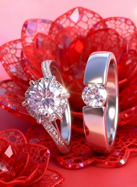 求婚结婚一对超大可调活口对戒