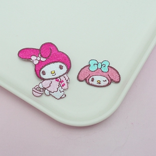 BF01熨烫款 日本可爱卡通刺绣美乐蒂MELODY布贴补洞补丁发夹材料