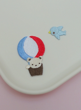BF02熨烫款日本familiar卡通热气球小熊刺绣布贴宠物发夹DIY材料