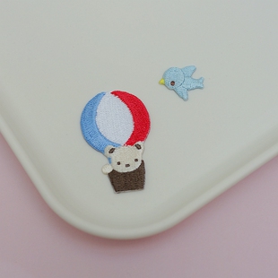 BF02熨烫款日本familiar卡通热气球小熊刺绣布贴宠物发夹DIY材料