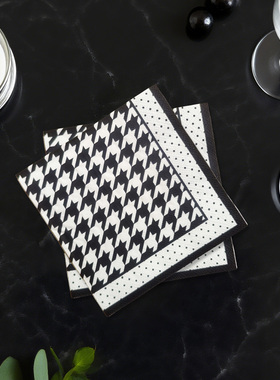 千鸟格餐巾纸家用面巾纸餐巾纸巾厨房用纸擦手纸25x25cmcm