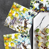 25x25cm田园小院个性 印花餐巾纸原木浆纸巾一次性手帕纸2层20片