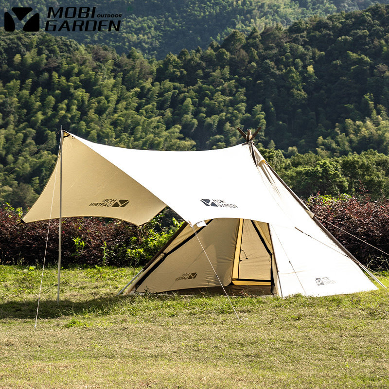 牧高笛轻奢纪元A塔棉布帐篷天幕户外露营金字塔3-4人野营防雨防晒