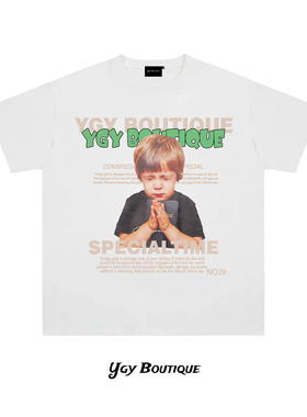 YGY潮牌320g重磅纯棉字母印花T恤2026年夏季学生百搭情侣短袖上衣