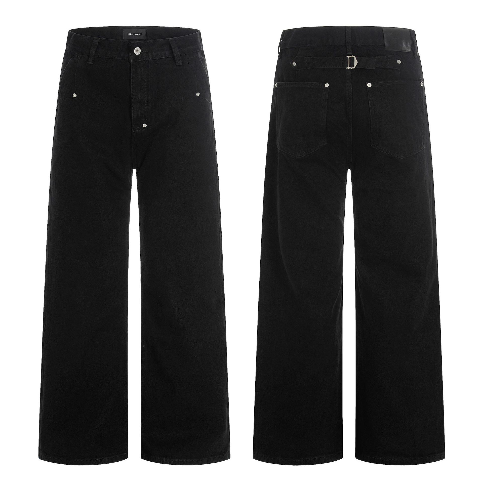 YGY美式赤耳黑牛仔裤男