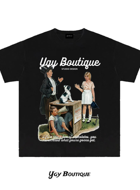 YGY潮牌320g重磅纯棉卡通印花T恤2026年夏季学生百搭情侣短袖上衣