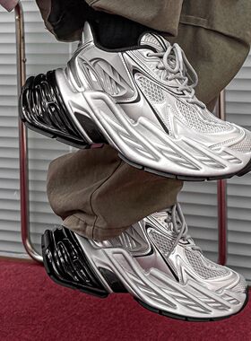 YGY2026春季新款厚底老爹鞋时尚潮流透气网面鞋情侣款机甲休闲鞋