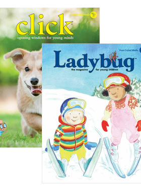 【中图原版】英文5-8岁ladybug小瓢虫 click点击世界儿童杂志2本2021年文学幻想 自然科学英语蟋蟀期刊进口杂志