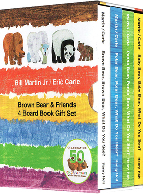 Brown Bear Friends 4 Board Book Gift Set 英文原版 艾瑞卡尔亲子共读绘本纸板书 4册盒装  棕熊和它的朋友们 英文原版英语书籍