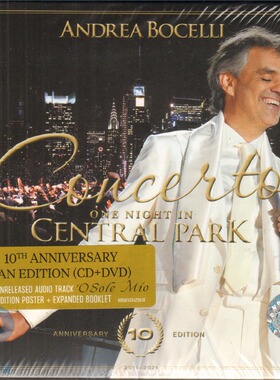 【原装进口】安德烈波切利 纽约中央公园音乐会 10周年 CD+DVD碟