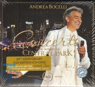 【原装进口】安德烈波切利 纽约中央公园音乐会 10周年 CD+DVD碟