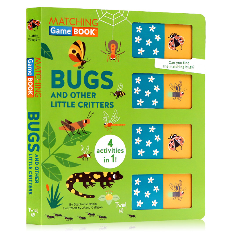 英文原版绘本 Matching Game Book: Bugs and Other Little Critters 虫子和其他小动物 昆虫配对机关操作拉拉配对书 原版英语书籍