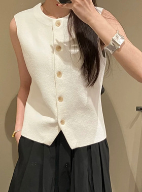元品质 c家标准版型圆领针织背心象牙色圆领马甲女 2025春季新品