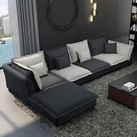 Sofa vải cao su phòng khách hiện đại tối giản kích thước căn hộ kết hợp công nghệ mới sofa vải xuống - Ghế sô pha sô pha giường