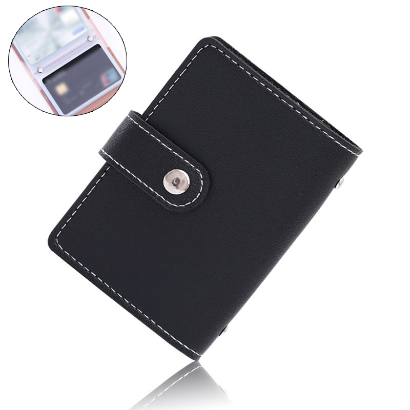 男女款透明多层多页多卡位翻页卡包皮质大容量薄款证件银行收纳包 - 封面