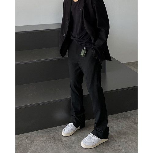 STS精裁混纺垂感开叉西裤