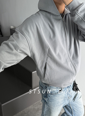 【STS】Atlas Hoodie刀割口袋柔感舒适静奢宽松拉链百搭连帽卫衣