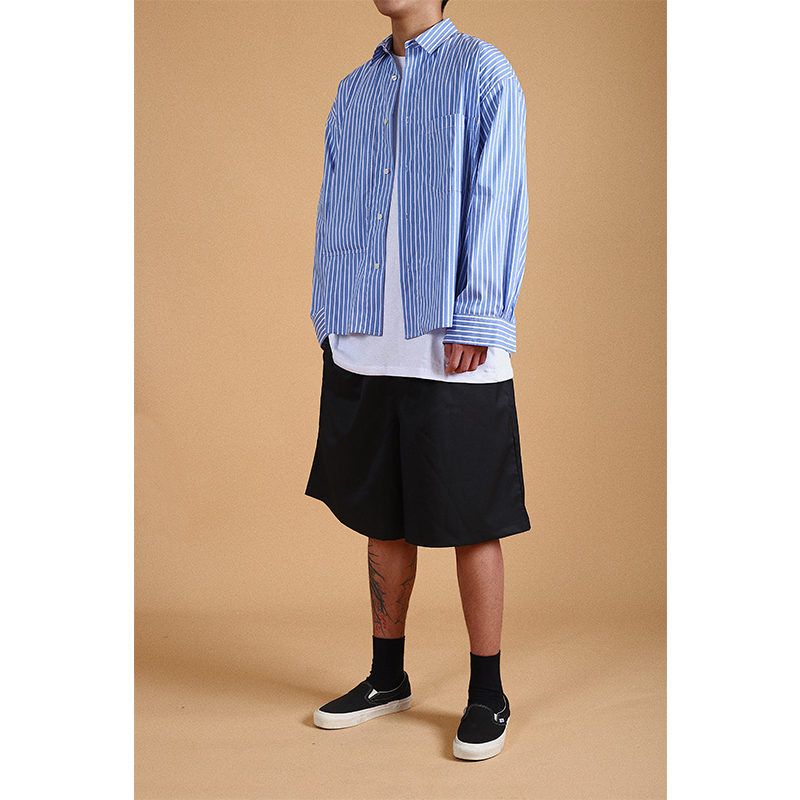 ¡¾STS¡¿Wide Strip ShirtÈÕϵ¿íËÉÀªÉíÂä¼ç °µ´üÉè¼Æ¿¹ÖåÌõÎÆ³ÄÉÀ