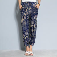 Middle-aged and elderly women's lantern pants, women's summer thin and loose ice silk mom pants, printed large-sized base grandma pants thumbnail 6