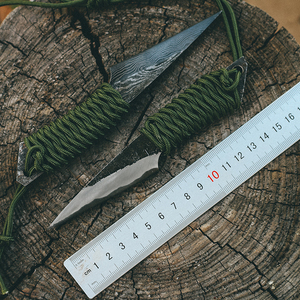 刃物作新品 鱼叉刀万用刀户外便捷小直刀夹钢大马士革EDC小刀锋利