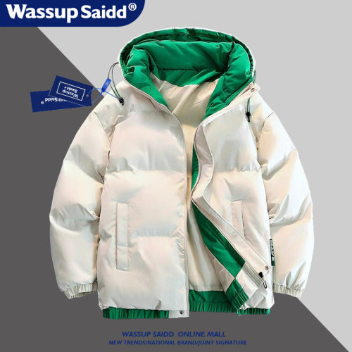 WASSUP SAIDD新款美式加厚保暖连帽宽松羽绒棉服外套冬季棉衣男