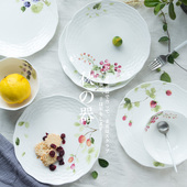 日式 秋实席纹盘 田园早餐菜盘浮雕陶瓷牛排盘创意骨瓷意面平盘子