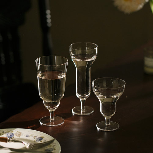 中古典 复古轻薄法式 玻璃杯高脚杯烈酒杯葡萄红酒香槟杯清酒饮料