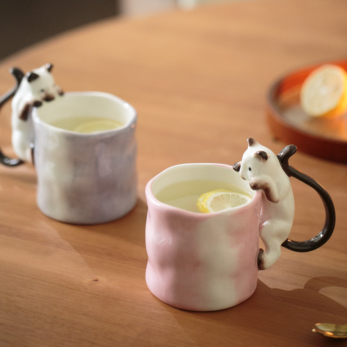 手绘陶瓷立体小猫杯 咖啡杯饮料茶杯喝水杯 中古复古风可爱萌礼品