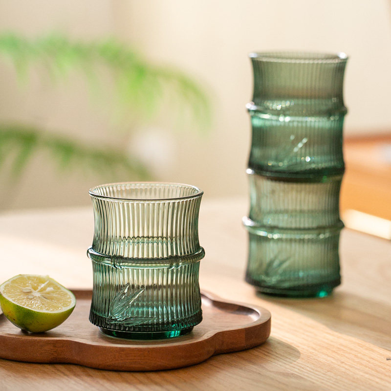 国潮 竹节杯玻璃杯水杯子 啤酒杯果汁杯牛奶杯家用国风茶杯可叠放,餐饮具,玻璃杯,淘宝优惠券,粉丝福利购,淘宝优惠卷