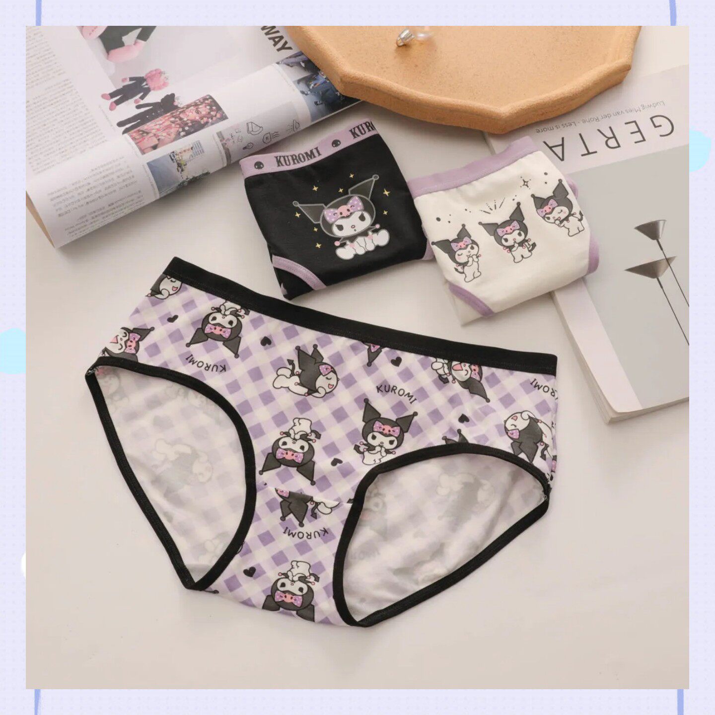 甜美酷洛米~日系可爱少女玉桂大耳朵狗内裤女莫代尔女士3条组合装