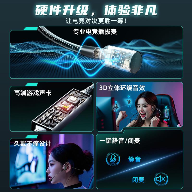 电竞游戏专用不入耳电脑用耳机USB台式有线头戴挂耳式fps吃鸡耳麦
