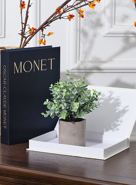 烫金麻布套盒开口盒装饰书摆件样板间拍摄道具书可打开收纳小物件