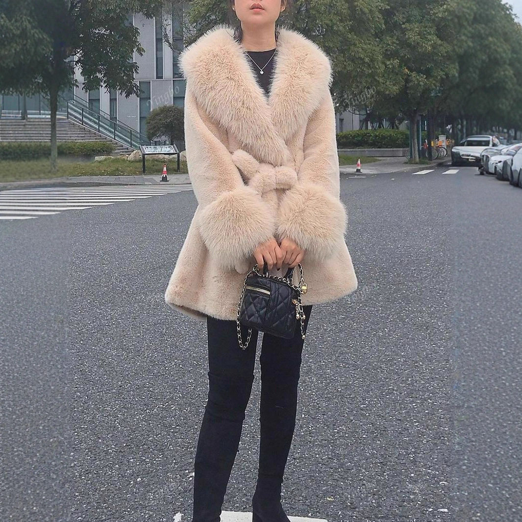 年皮草厂家批发仿皮草外套女中长