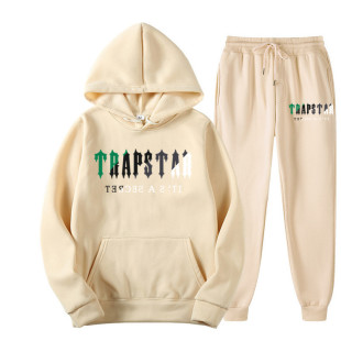 出口TRAPSTAR字母印花情侣运动服抓绒两件套宽松休闲连帽卫衣套装