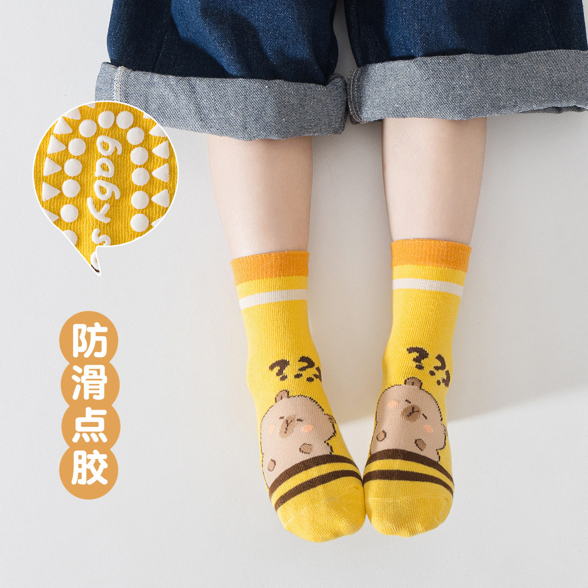 春季中大童棉防滑点胶室内地板袜