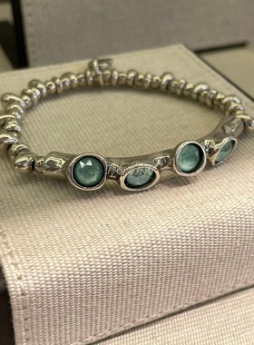 西班牙小众潮牌UNOde50 春夏绿色水晶手链手工时尚百搭轻奢做旧